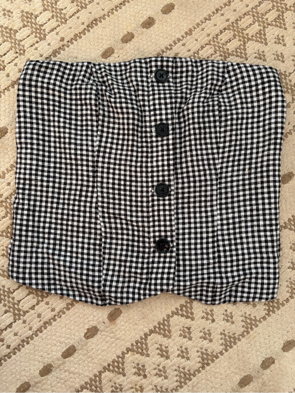 Abercrombie & Fitch Black and White Gingham Smocked Tube Top